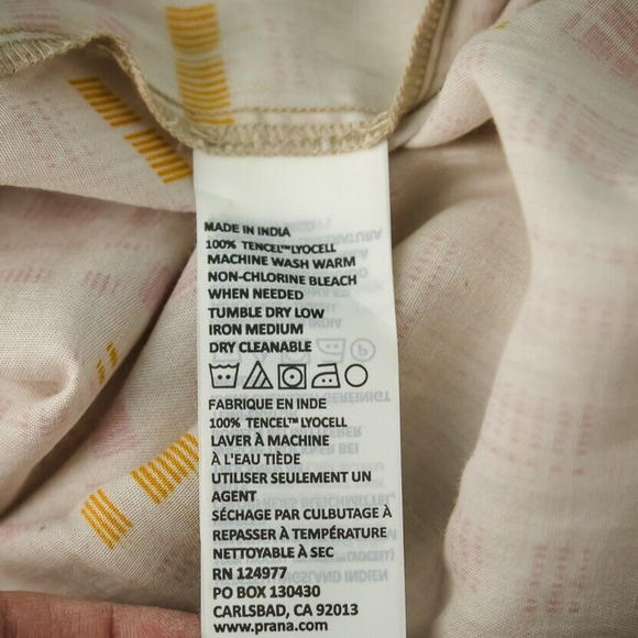 Prana Size XL Abstract Print V Neck Long Sleeve Tecel Lyocell Top Blouse Shirt - Picture 5 of 7